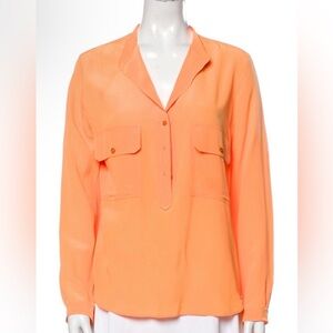 Stella McCartney neon orange 100% silk blouse